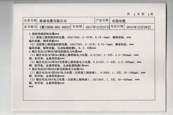 生产许可明细